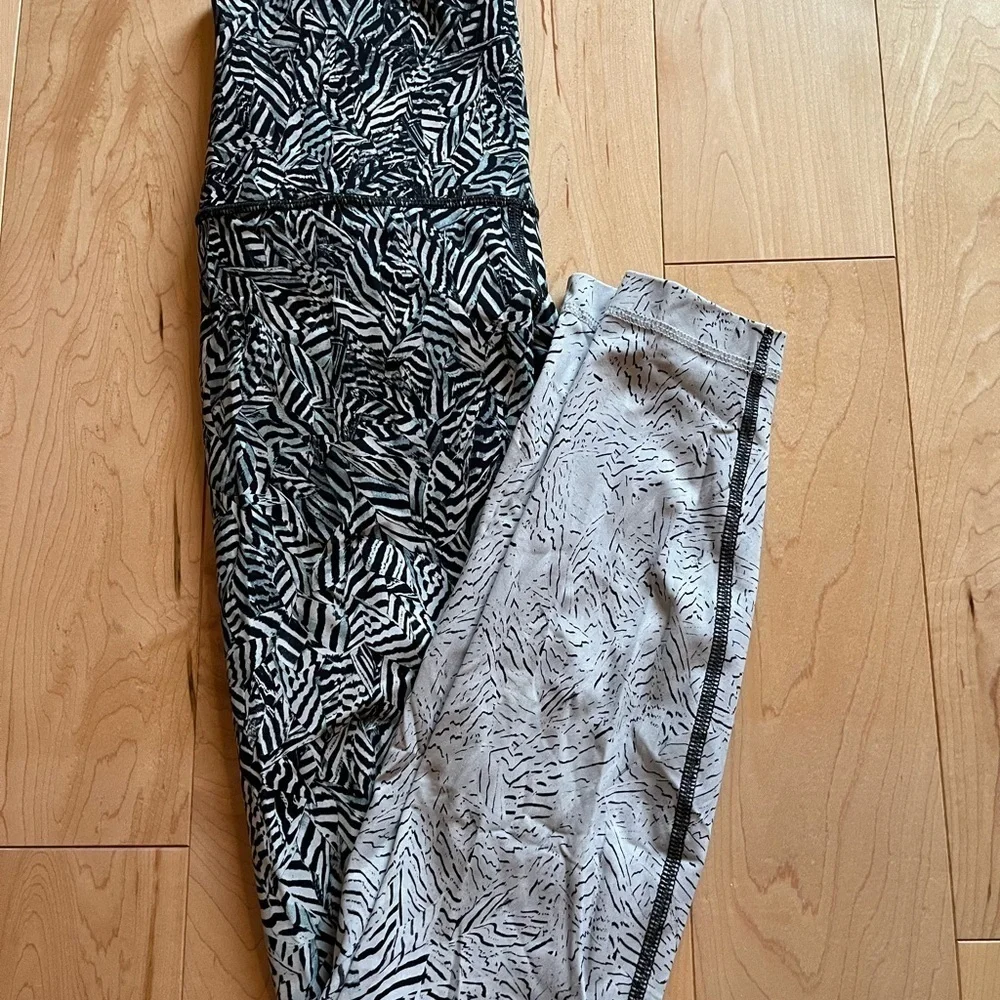 Lululemon Wunder Under Leggings Dazzle Nulux Alpine White Black, Size 4